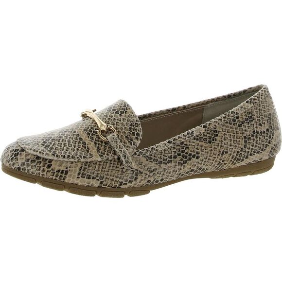 Rialto Womens Taupe Faux Leather Slip On Padded Insole Loafers Shoes New - Picture 1 of 3